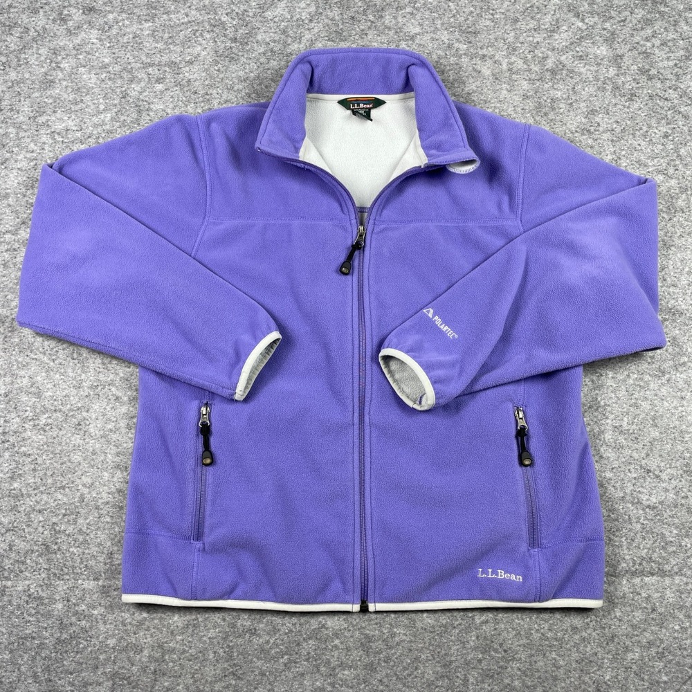 VTG L.L. Bean Fleece Jacket Womens Medium Purple Polartec Full Zip Mock Neck 90s